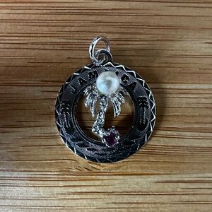 Vintage Silver Palm Tree Pendant - Jamaica - Sterling Silver